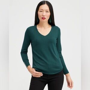 Caviar Trim V-Neck Pullover Sweater